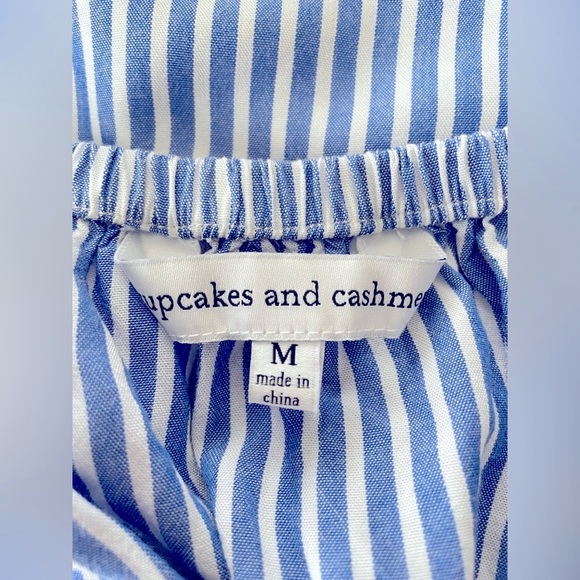 Cupcakes and Cashmere Womens Blue Ciara Stripe Off The Shoulder Dress - Size M - Picture 6 of 8